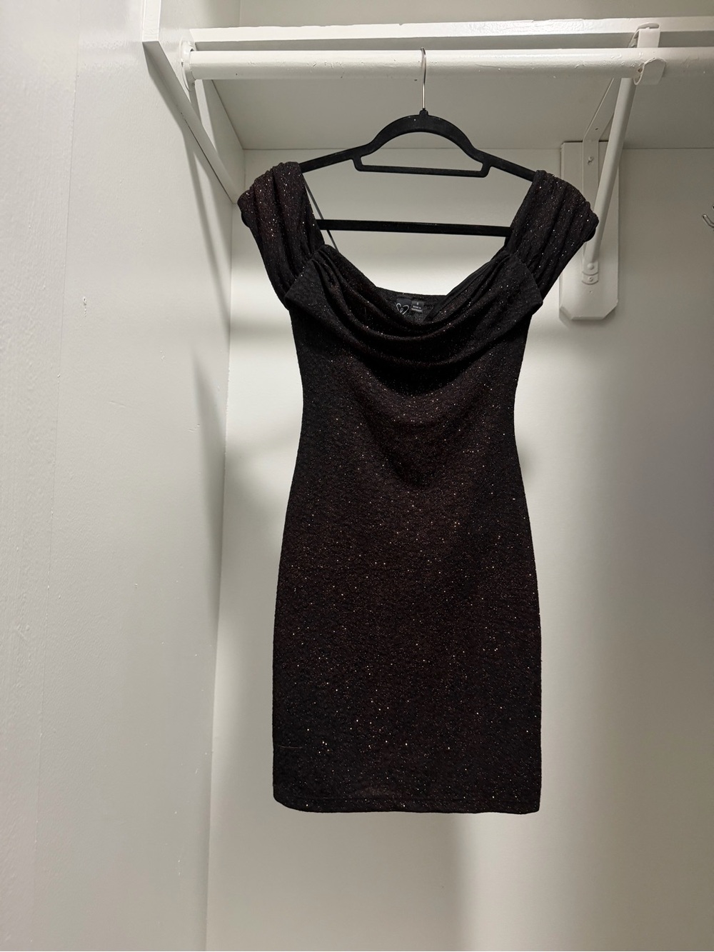 Windsor Black Red Glitter Off The Shoulder Bodycon Mini Dress Party Size S